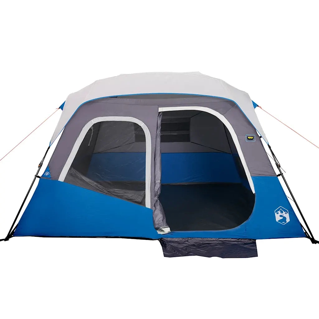 Tenda Famiglia con LED 6 Persone-Tenda da campeggio Blu Chiaro a Rilascio Rapido