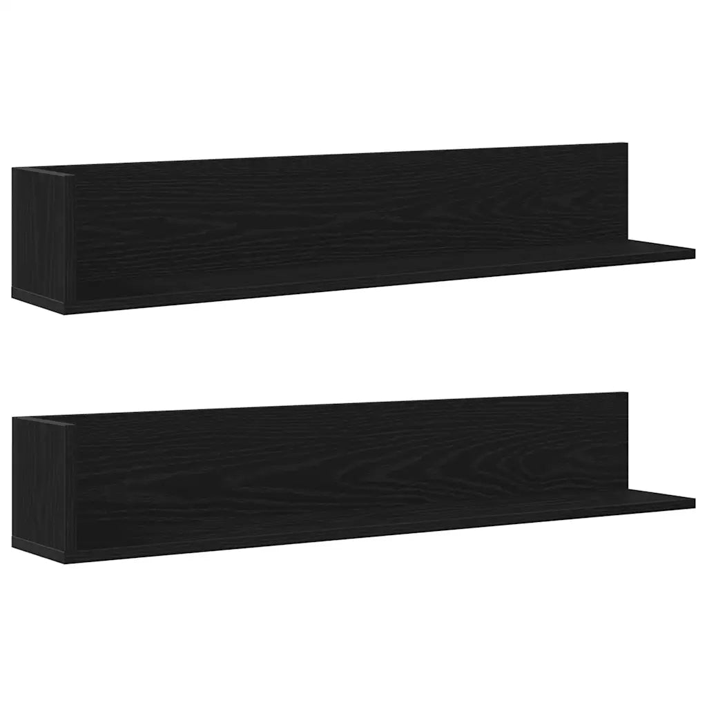 vidaXL Mensole da Parete 2pz Nere 100x16,5x16,5 cm Legno Multistrato