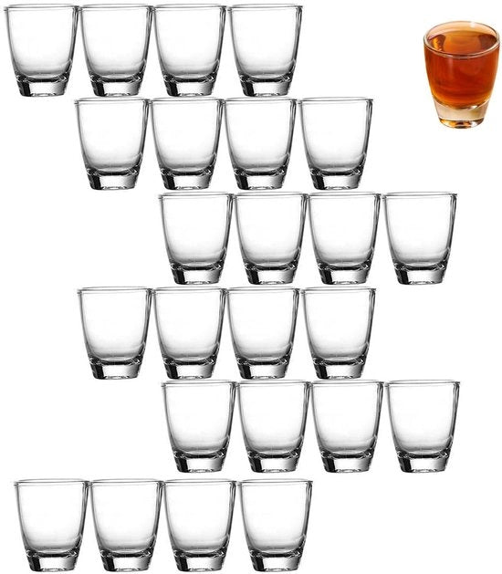 Set di bicchieri da cocktail 24 pezzi - vetro trasparente - resistenti al lavastoviglie - 35 ml - forma curva moderna - ideale per feste - bicchieri da shot