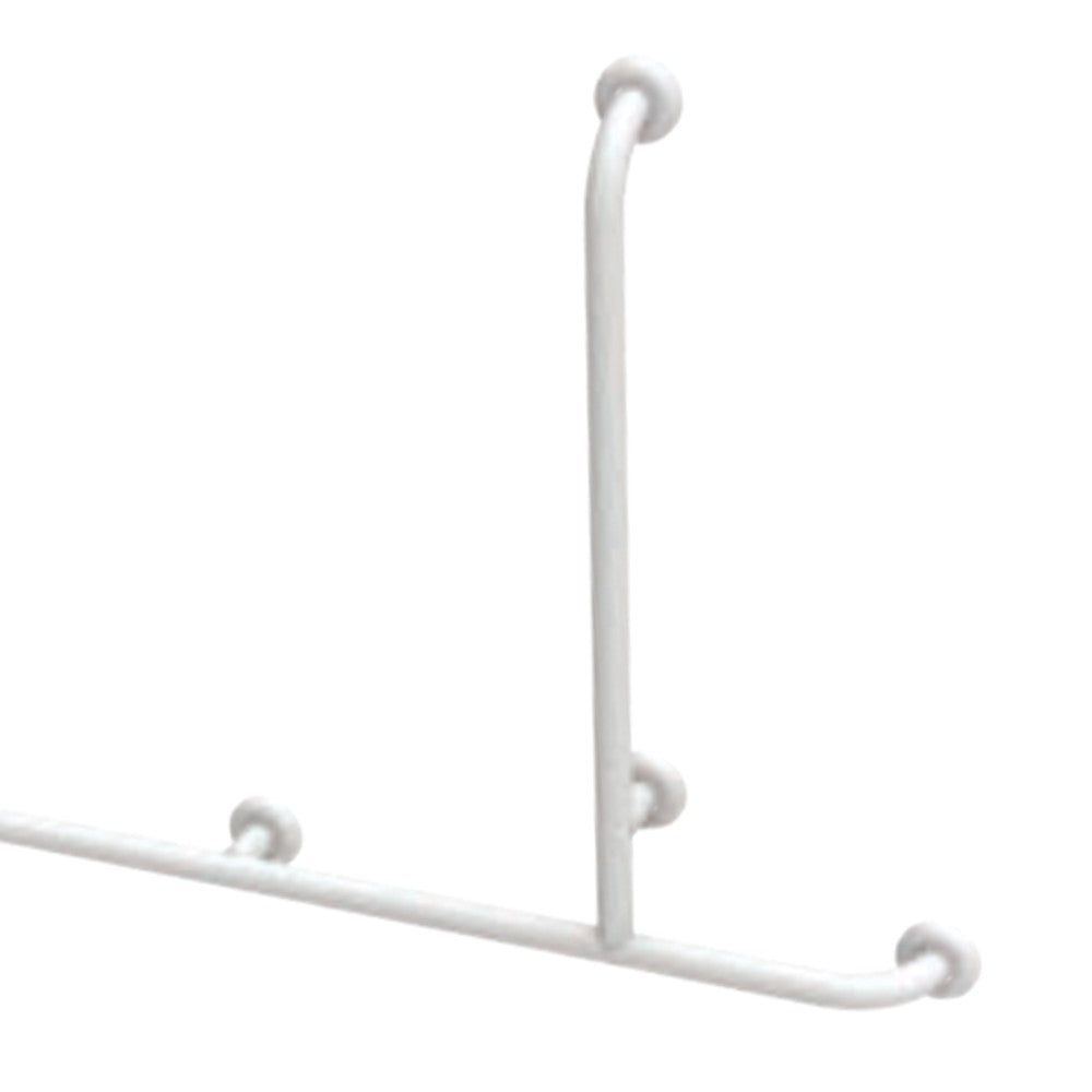 Angolare cm70x150x70h con verticale laterale in acciaio inox rivestito in nylon, bianco