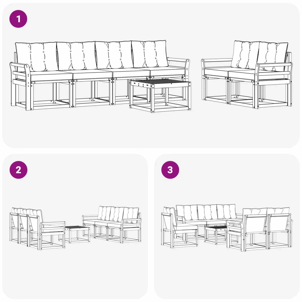 Set di divani da esterno 7 pz Bianco e Nero 3389238
