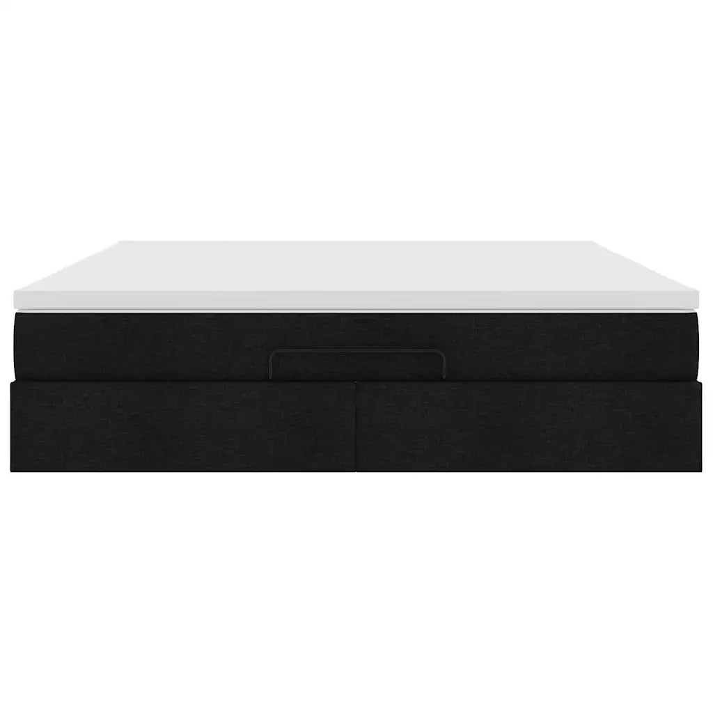 Struttura Letto Pouf con Materasso Nero 180x200 cm in Tessuto 3311129