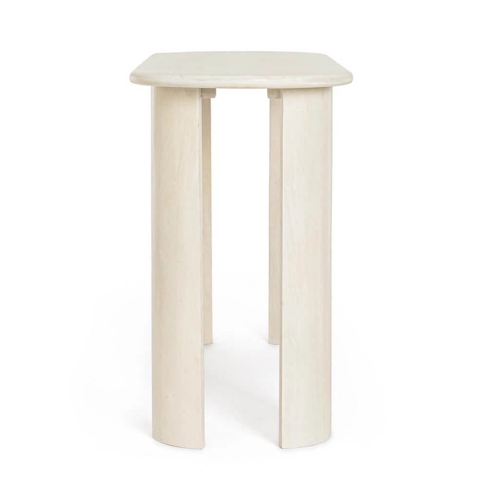 Consolle in Legno di Mango con Piano Ovale e Gambe Cilindriche - BRANCH