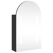 Armadietto Bagno con Specchio e LED-Mobiletto a specchio ad Arco Nero 42x13x70 cm