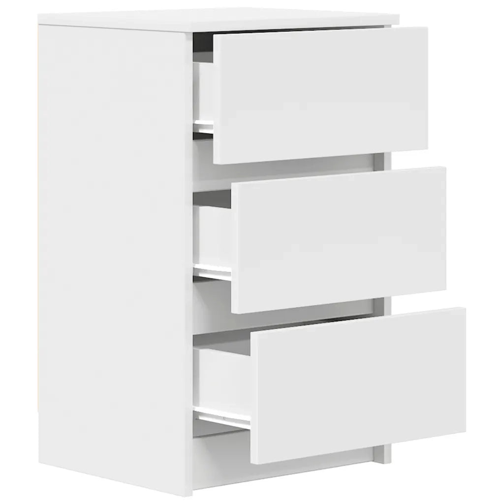 Comodini con 3 Cassetti 2 pz Bianco 39x35x65 cm