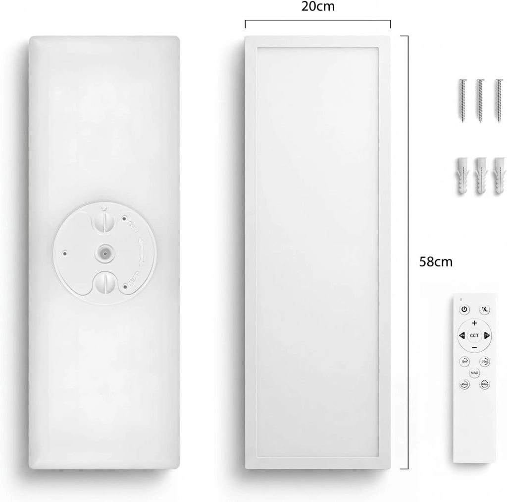 ZMH LED Pannello Soffitto Piatto Dimmabile con Telecomando Bianco Rettangolare Luce Diurna per Corridoio Soggiorno