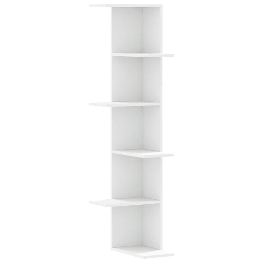 Scaffale Angolare Muro Bianco 36,5x36,5x140cm Legno Multistrato 852627