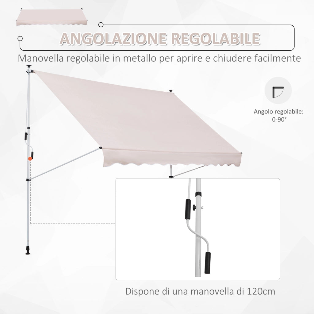 EasyComfort Tenda da Sole a Bracci 3x1.5m con Manovella e Struttura Telescopica, Beige