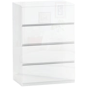 Cassettiera 4 Cassetti 55x33x80 cm Design Moderno Antiribaltamento Bianco Lucido