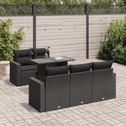 vidaXL Set Divano da Giardino 6 pz con Cuscini Nero in Polyrattan