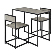 Set da pranzo da 3 pezzi con struttura di metallo, Tavolo da cucina con 2 sedie per spazi ridotti Grigio-Tavoli e sedie da pranzo