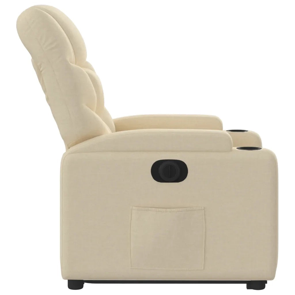 Poltrona Alzapersona Reclinabile Elettrica Crema in Tessuto 3204629