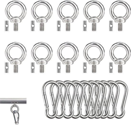 10 pezzi di fermaglio per rail 6 mm con 10 ganci a carabina in acciaio inox fermaglio per coda di cavallo per caravan rail per camper