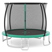 Trampolino da esterno 305 cm con rete di sicurezza e scala, Trampolino ricreativo pesante per bambini e adulti Verde-Trampolini