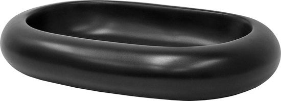Wastafel comprensiva di impianto di scarico nero senza sovrappi 65x45x11 cm ceramica nera design ML