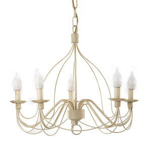 Lampadario 5 luci Fiamma Avorio