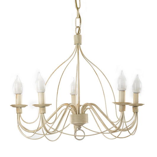 Lampadario 5 luci Fiamma Avorio