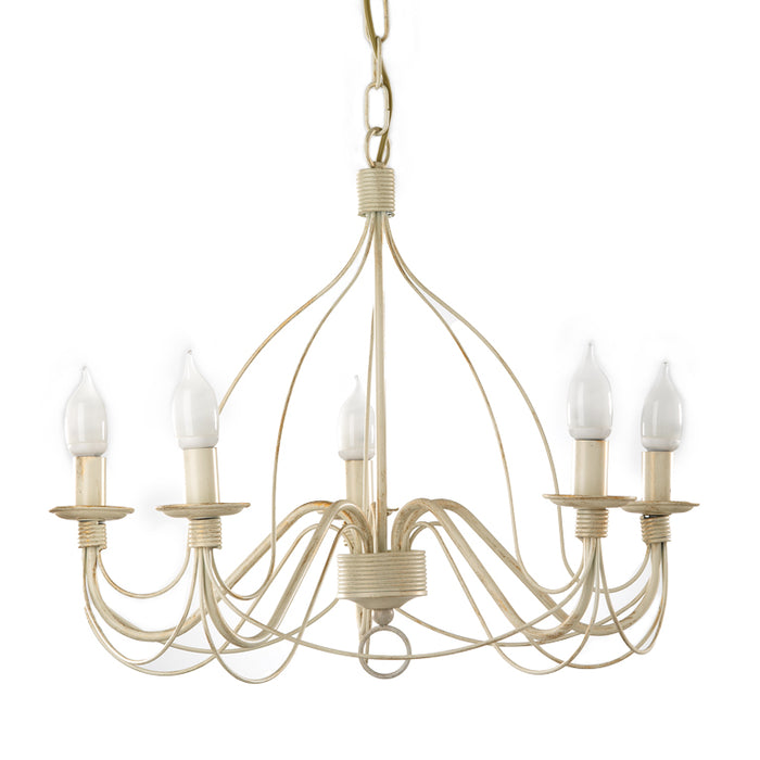 Lampadario 5 luci Fiamma Avorio