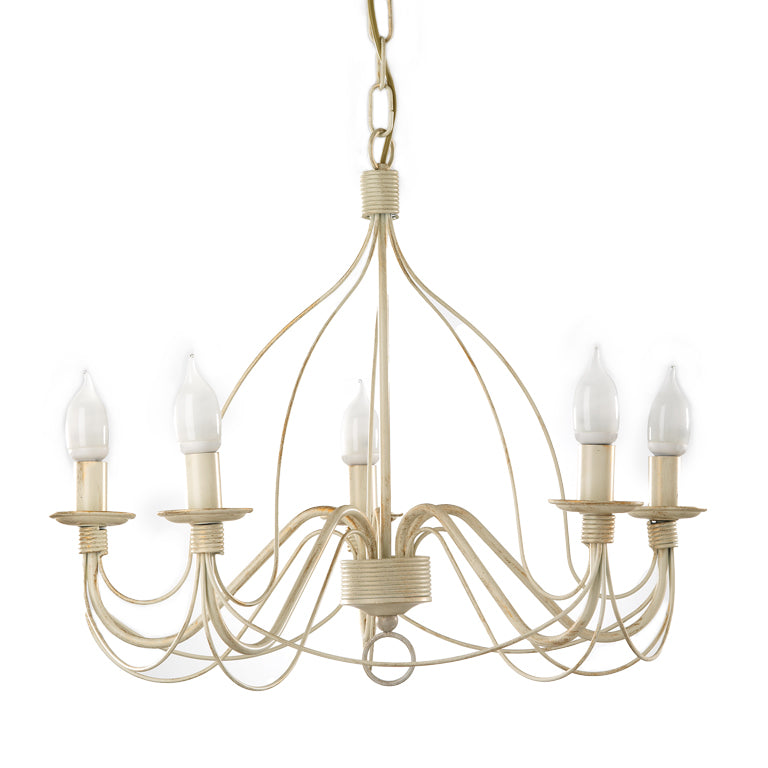 Lampadario 5 luci Fiamma Avorio