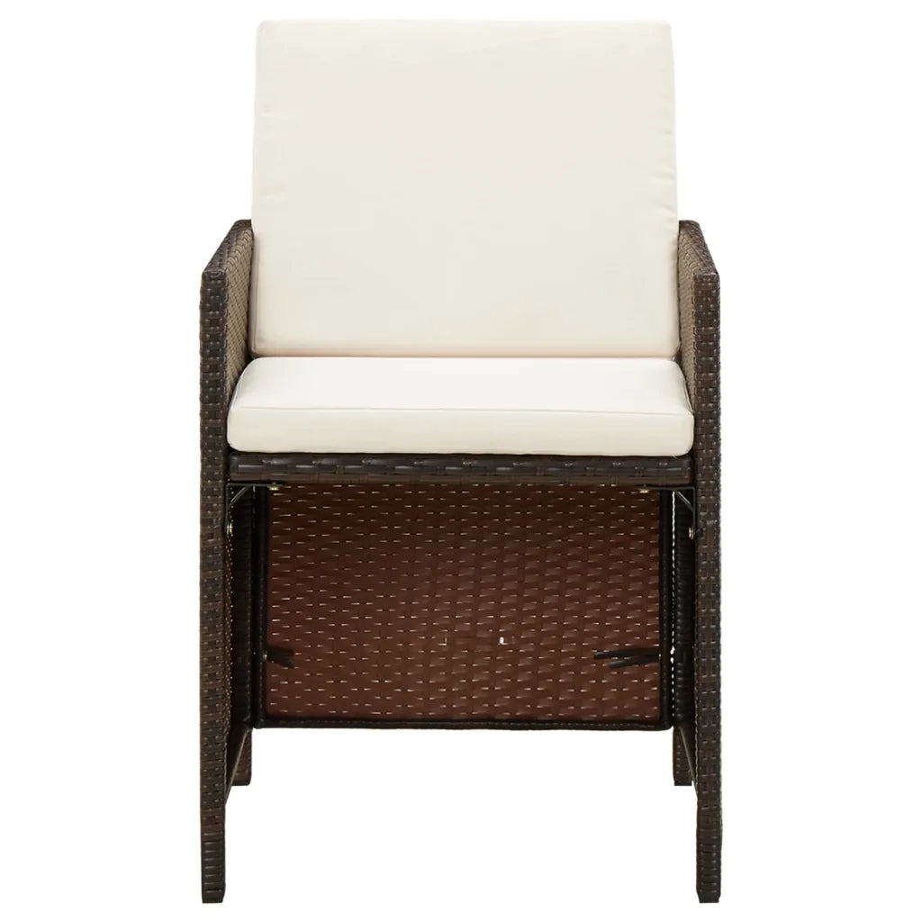 Set Divani da Giardino 9 pz con Cuscini in Polyrattan Marrone 3095514