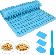 Mat di silicone per biscotti per cani - forma per osso e pesce - inclusa spazzola per forno e schiacciapatate