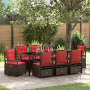 Set da Pranzo da Giardino 9 Pezzi Marrone in Rattan Polietilene