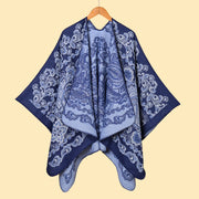 Sciarpa/stola da donna, jacquard vintage, cashmere spesso, scialle caldo con orlo spaccato