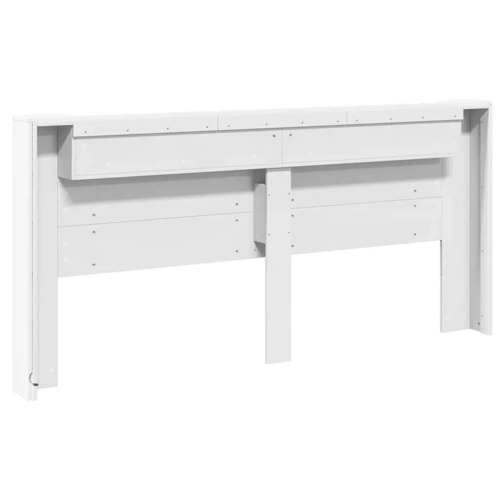 Testiera con Contenitore a LED-Testata del letto Bianca 220x16,5x103,5 cm