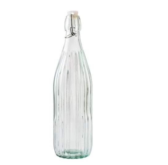 Bottiglia in Vetro Trasp. Assortita motivo strisce 1,0l