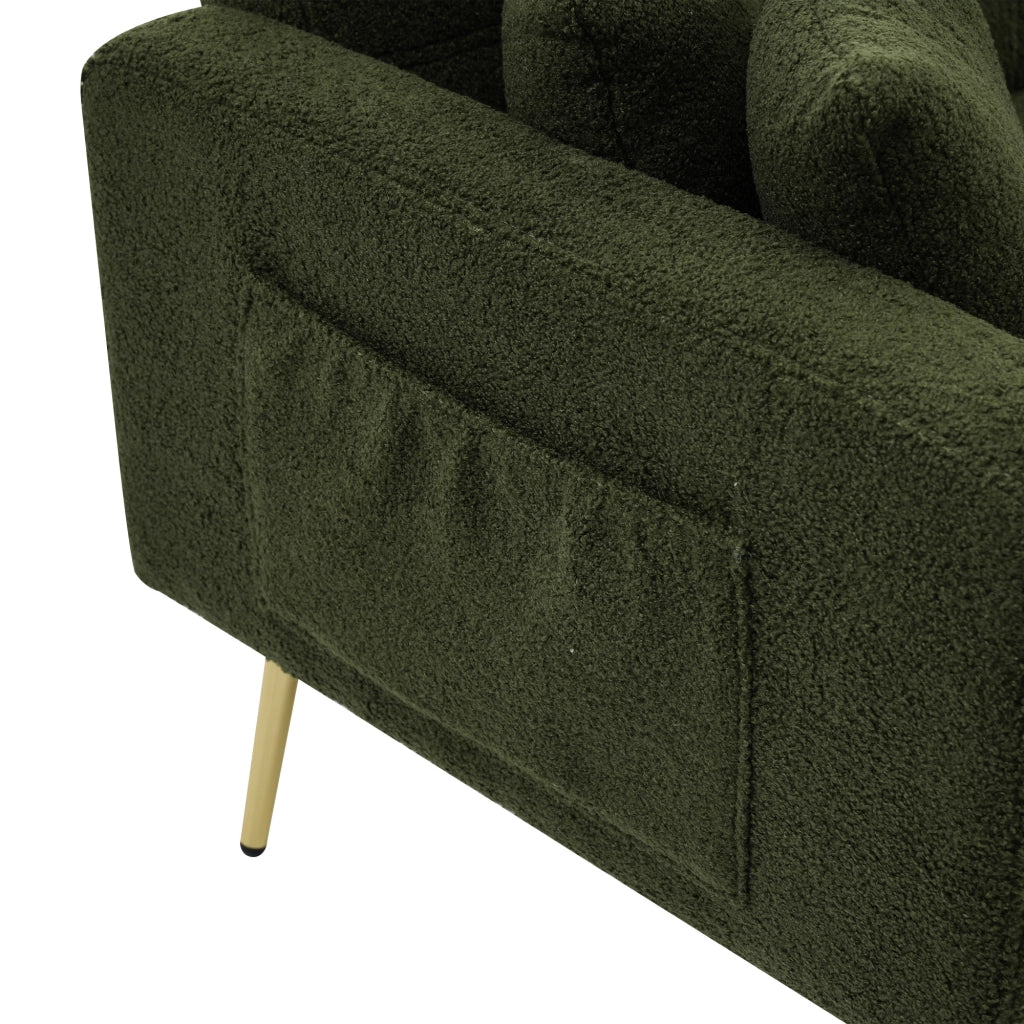 Divano Letto con Contenitore Laterale e Cuscini ¨C MINIMAL ¨C Gambe Dorate, Schienale Regolabile