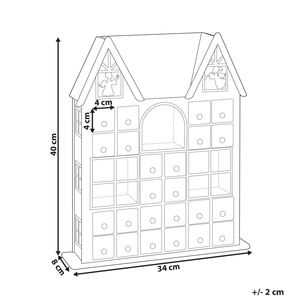 Accogliente decorazione natalizia a LED con figurine a forma di casetta in legno Calendario dell'Avvento bianco