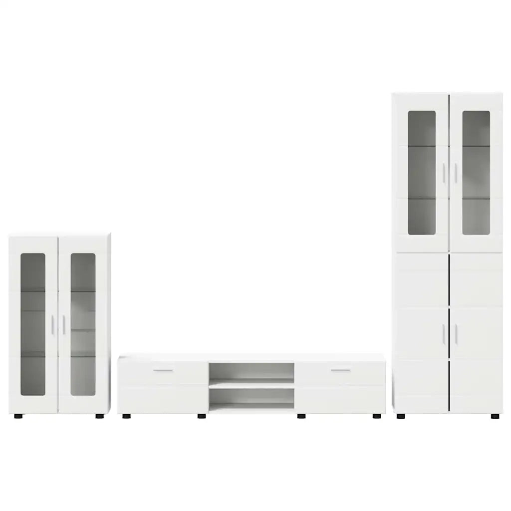 Set mobile TV con porta FLORIN 3 pcs Bianco Legno multistrato