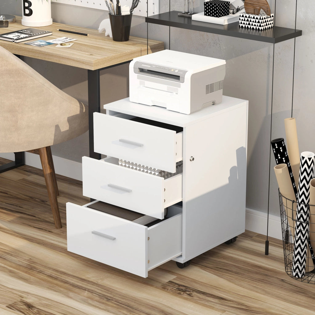 Scrivania con cassetti ¨C zephmum ¨C 3 cassetti, bianco, 40x40x61.5 cm