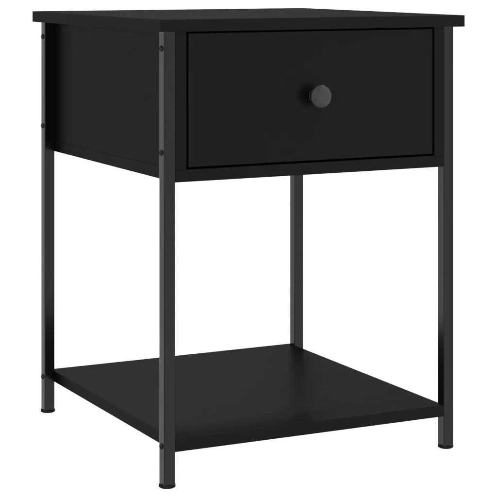 Set di 2 Comodini | Armadio da Notte | Mobiletto da notte Neri 44x45x58 cm in Legno Multistrato