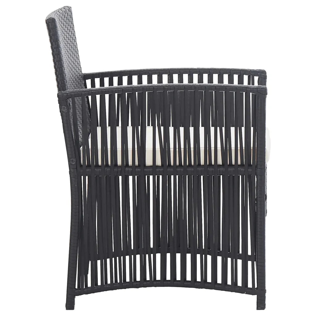 Set Divani da Giardino 4 pz con Cuscini in Polyrattan Nero cod mxl 39468