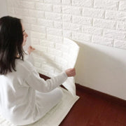 Trade Shop - Pannello Adesivo Per Parete Decorazione Effetto Pietra Muro 3d 70 X 60 Cm Bianco -