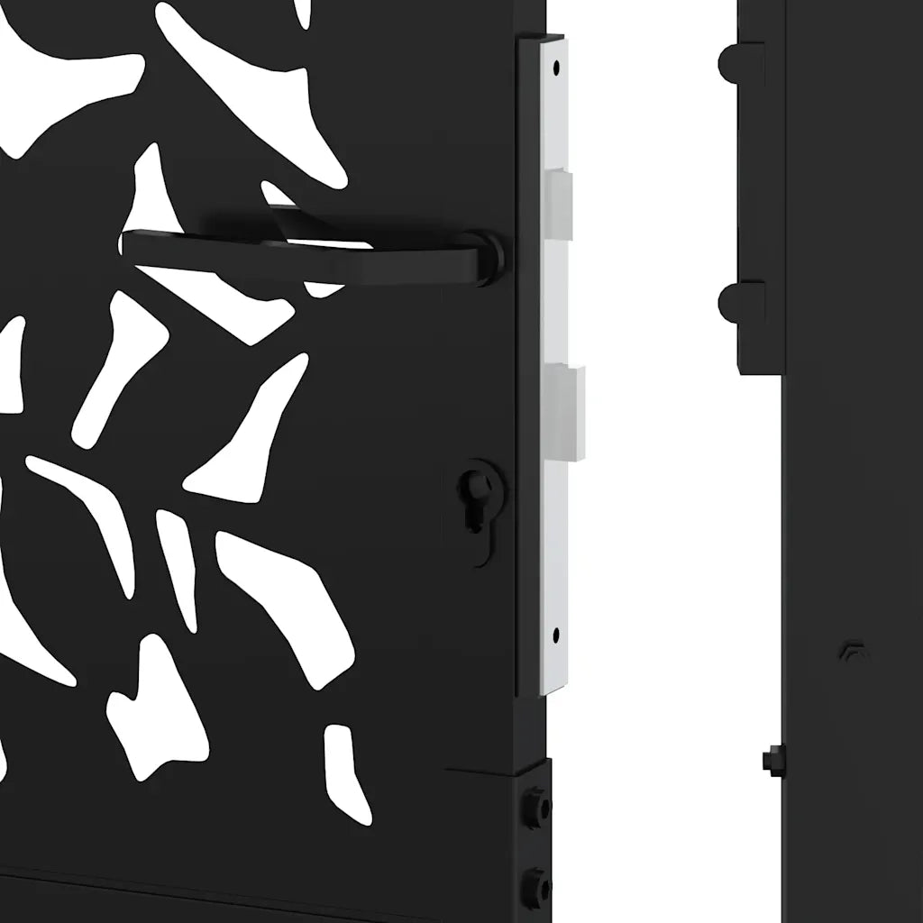 Cancello da giardino nero 100x200 cm in acciaio con design a foglia 4100963