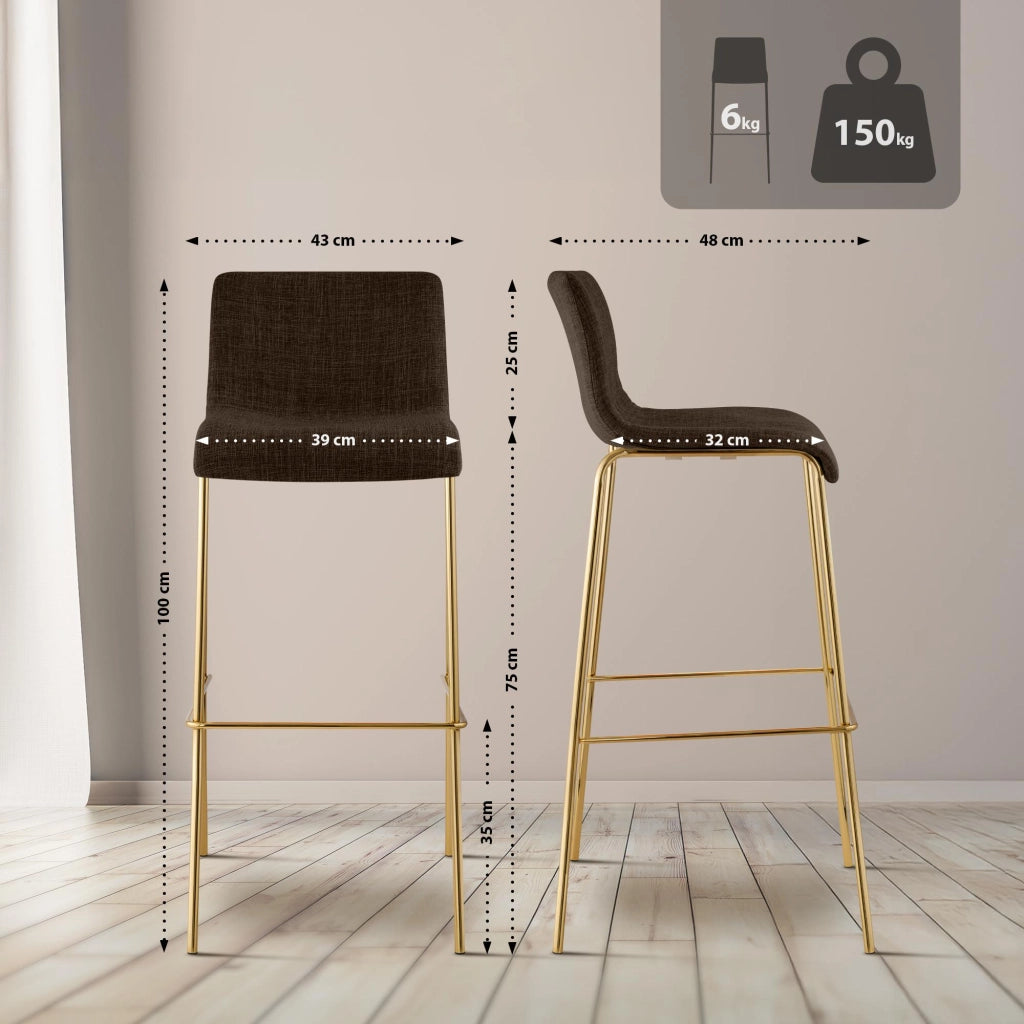Sgabello da bar Hoover in tessuto 4 piedi oro 2