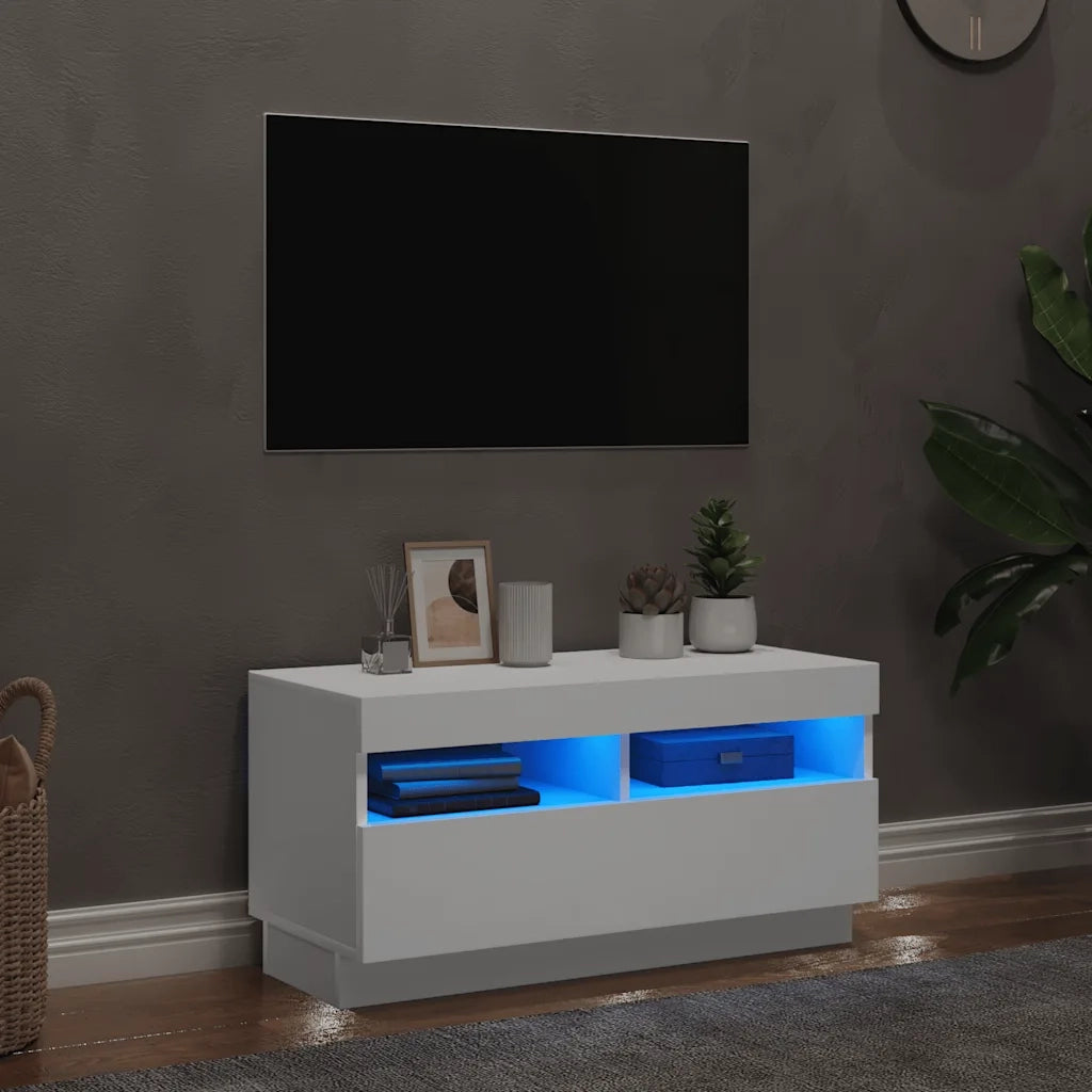 Mobile Porta TV con Luci LED Bianco 80x35x40 cm 804445