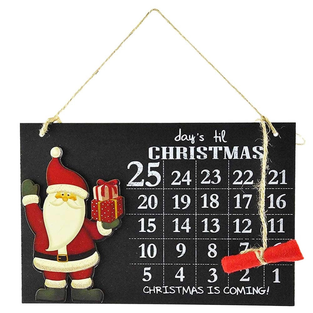 Trade Shop - Calendario Avvento Lavagna Con Gessetto In Legno 2 Modelli Decorazioni Natalizie -