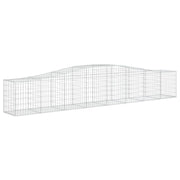 Cesto gabbione recinzione a gabbia muro di contenimento ad arco 400 x 50 x 60/80 cm ferro zincato argento 02_0040101
