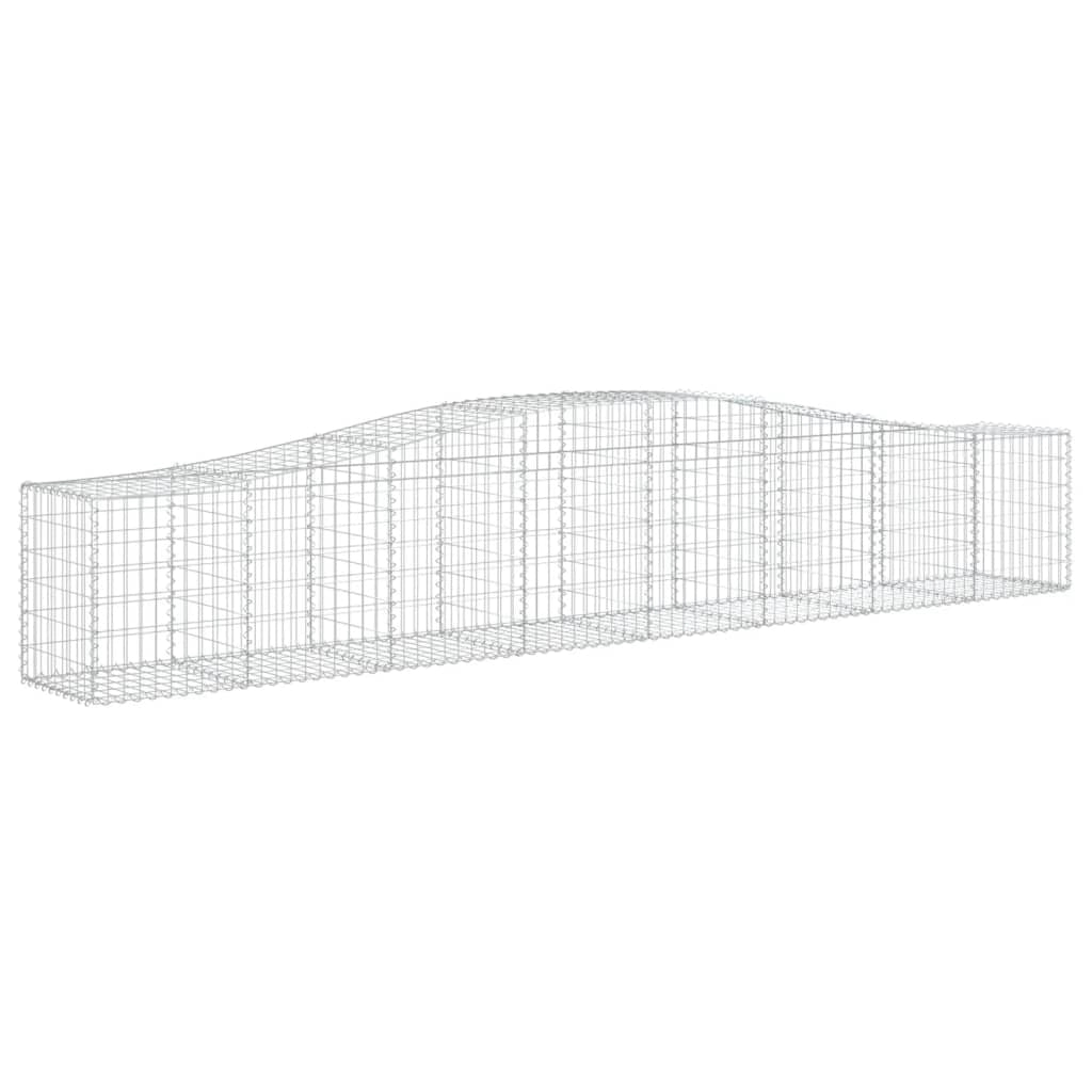 Cesto gabbione recinzione a gabbia muro di contenimento ad arco 400 x 50 x 60/80 cm ferro zincato argento 02_0040101