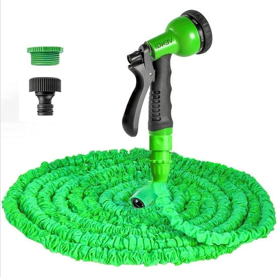 Estensibile tubo da giardino 76 m/152 m/305 m/381 m - Serpentina magica per irrigazione con 8 tipi di getto - Sfregiabili tubi pesanti per giardino - 25 ft verde