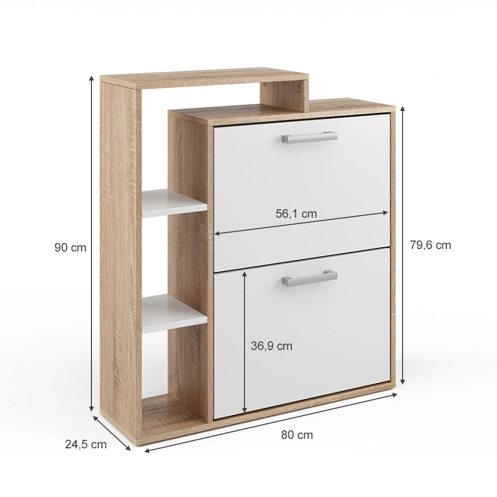 Vicco Scarpiera da ingresso Bianco/Sonoma 24.5 x 90 cm