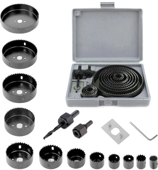 Impostatrice a sega per legno/gesso/plastica - Set 16 pezzi - 19 mm/127 mm - Alta qualità acciaio di carbonio - Denti affilati/duraturi - Segatrice a gusci