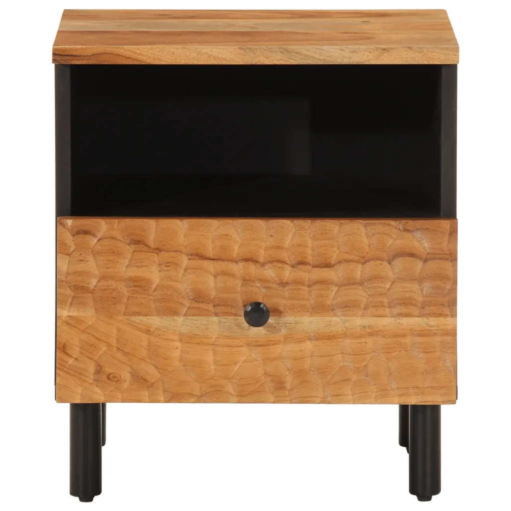 Comodino-Tavolino da notte 40x33x46 cm in Legno Massello di Acacia 862753