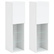 Mobili Porta TV con Luci LED 2 pz | Armadietto TV | Mobile Porta TV Bianchi 30,5x30x102 cm