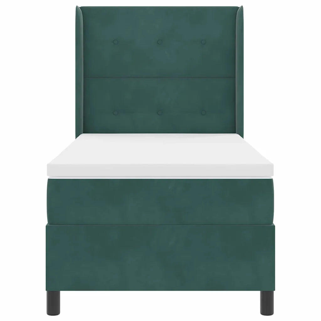 Letto a molle con strisce LED Verde Scuro 90 x 200 cm Velluto 3343853