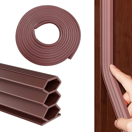 Tape di Afdichting per Acqua - Autoadesivo - Rubber - Silenzioso - Resistente al Vento - Resistente alla Polvere - Dimensioni 12 mm x 6 m - Per la Chiusura delle Porte