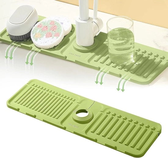 Mat di assorbimento per rubinetti - protezione da spruzzi - contenitore per risciacquo - organizzatore per l'area di lavaggio - universale - verde